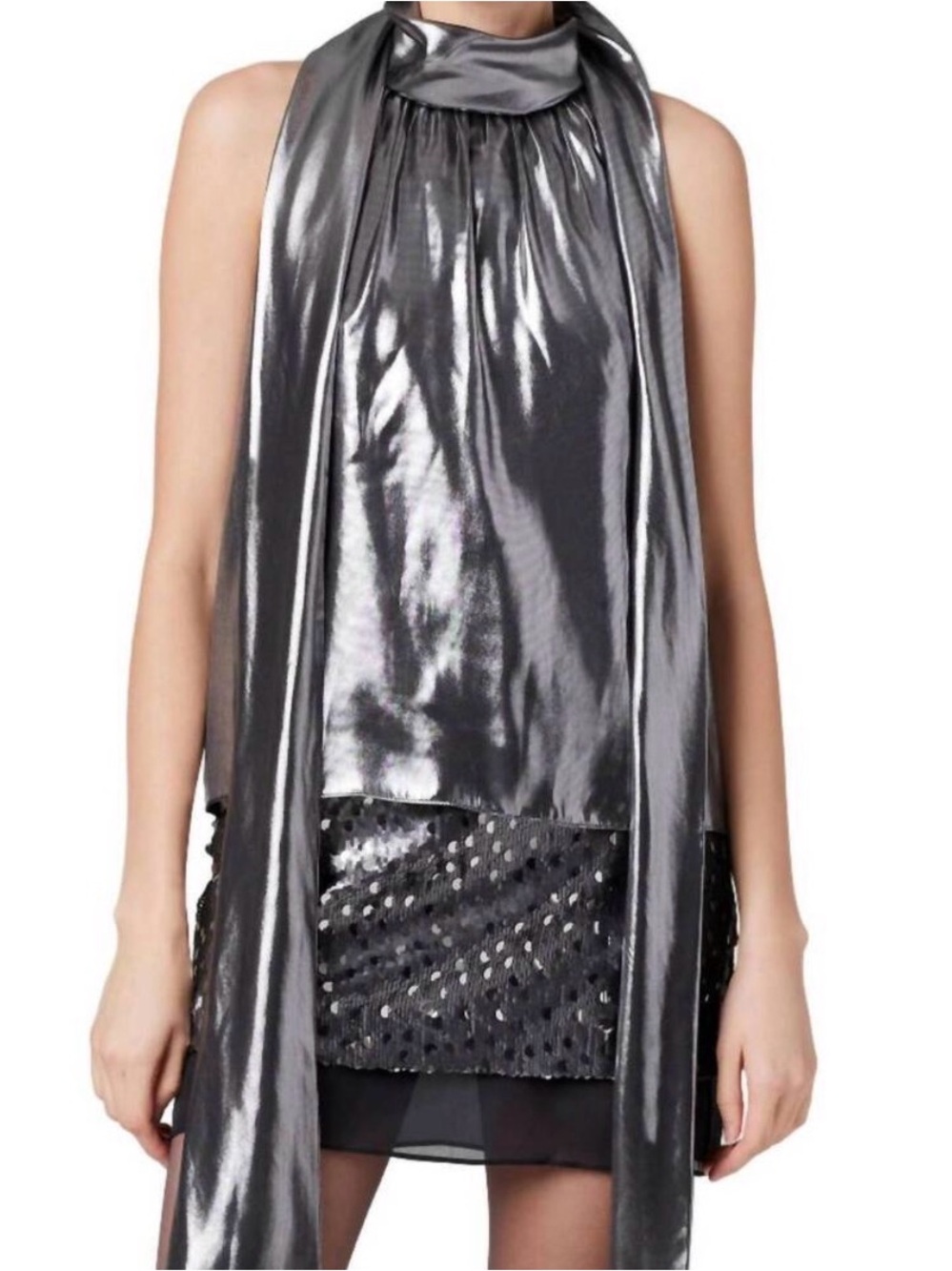 TOCCIN NWT Hattie sleeveless metallic halter top in gunmetal